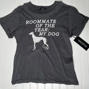 Wildfox Roomate Of The Year: My Dog  Tee T-Shirt Women's Small Gray NEW.   136